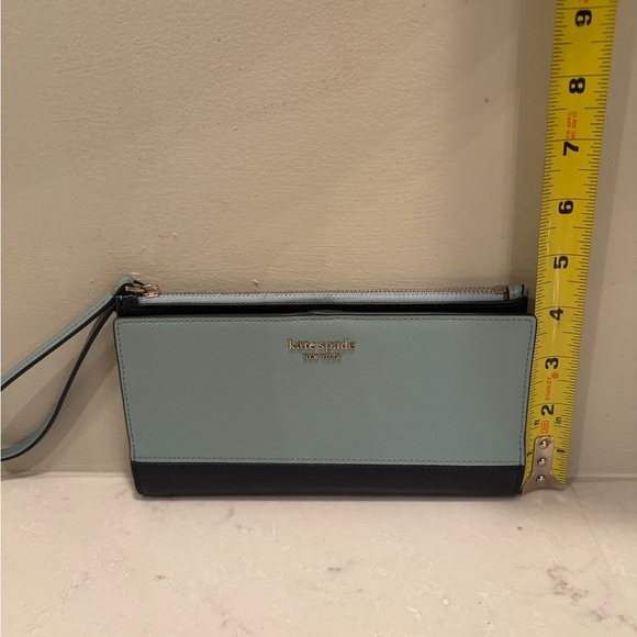 Kate Spade- Robin Egg and Navy Blue Wristlet Wallet - Picture 7 of 9
